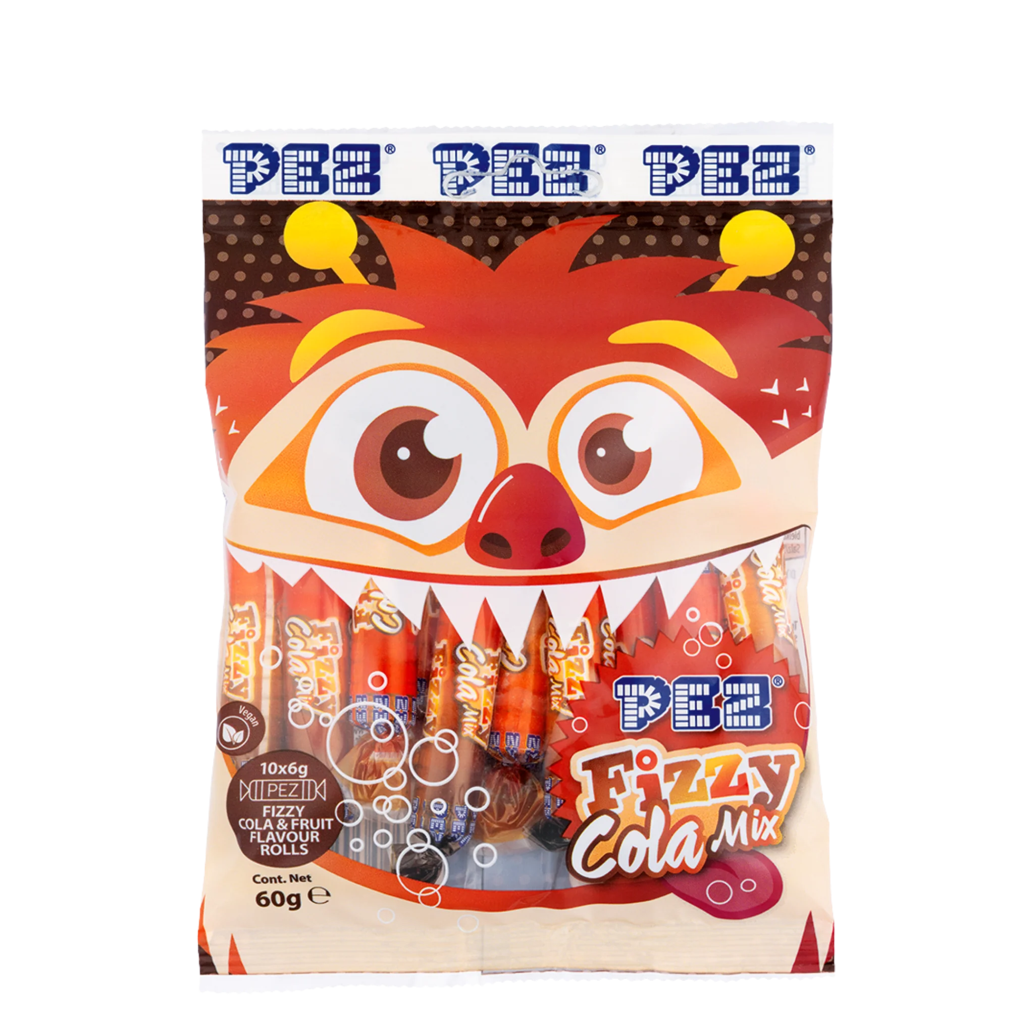 PEZ Beutel Cola Mix Fizzy-Rollen 6g (10 Stk.)