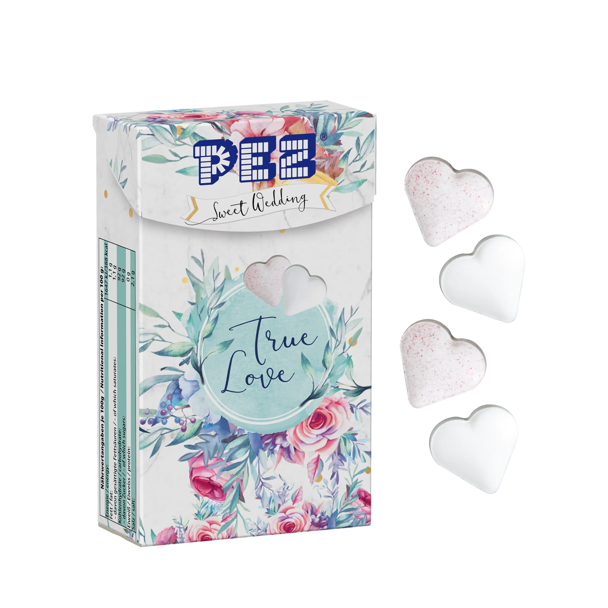 PEZ Fizzy-Brauseherzen im Hochzeitsdesign
